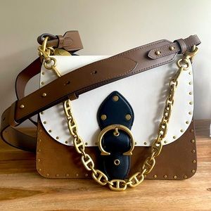 COACH Beat Rivets Colorblock Leather Shoulder Bag